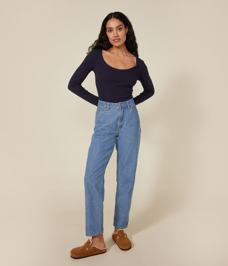 Body de algod&oacute;n y elastano para mujer azul