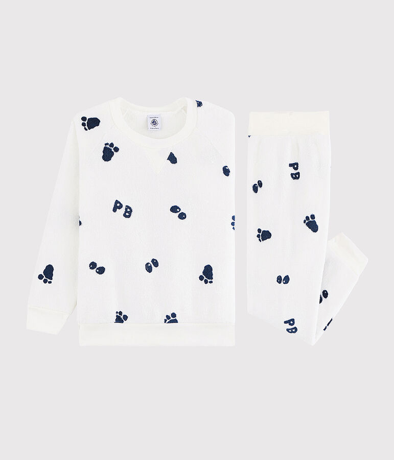 Pijama de ni&ntilde;o peque&ntilde;o de polar blanco/azul