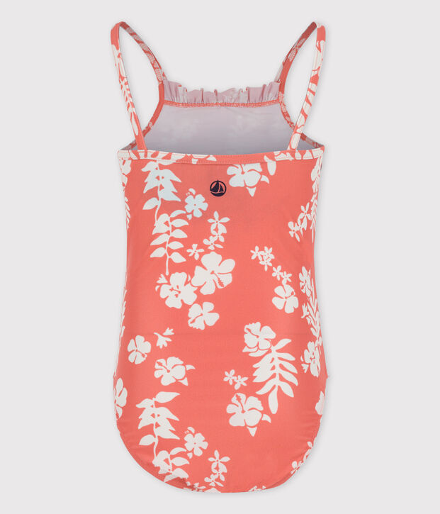 Traje de ba&ntilde;o estampado de una pieza para ni&ntilde;a rosa/blanco