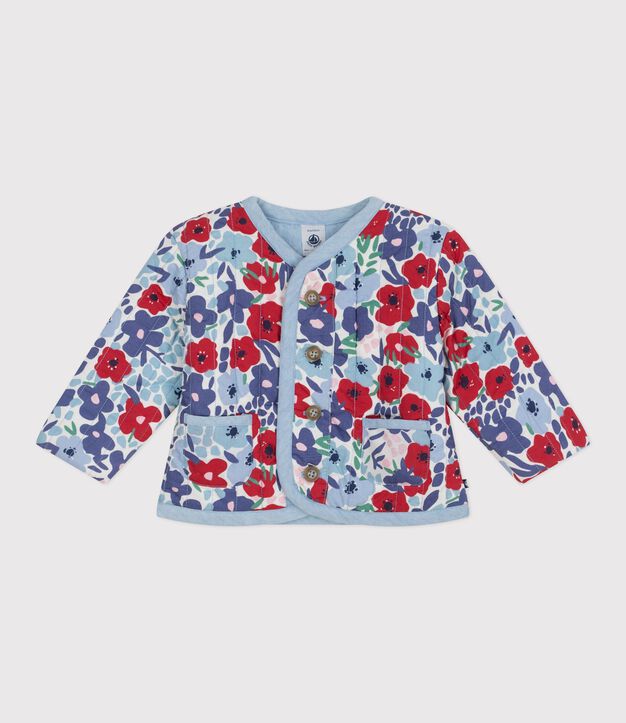 Chaqueta acolchada de algod&oacute;n para beb&eacute; con estampado de flores blanco/multicolor