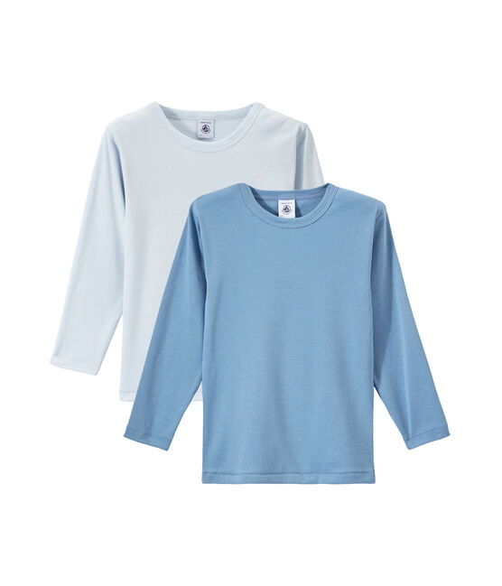 Lote de 2 camisetas de manga larga lisas para niño blanco LOT
