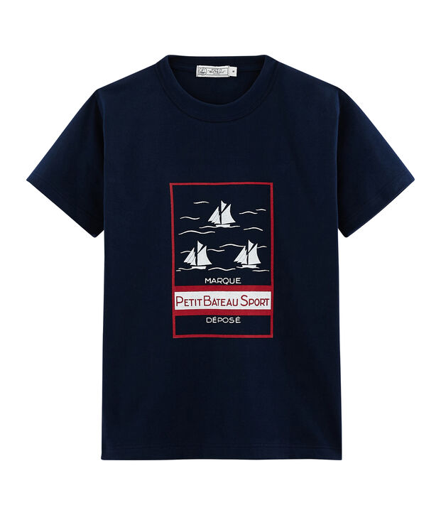 Camiseta mixta con motivo de postal azul