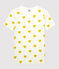 Camiseta de cuello redondo con corazones de algodón de mujer blanco MARSHMALLOW/amarillo OCRE