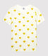 Camiseta de cuello redondo con corazones de algodón de mujer