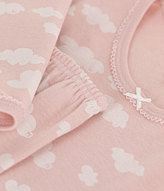 Pijama infantil de algodón con estampado de nubes SALINE/ MARSHMALLOW