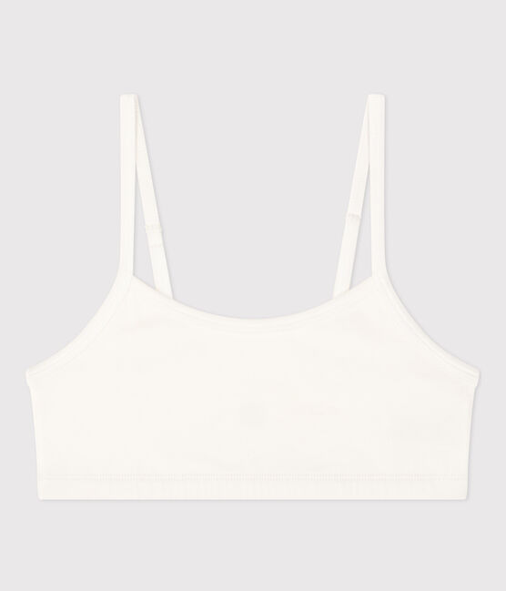 Top liso de algodón y elastano para mujer blanco MARSHMALLOW
