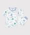 Pijama infantil de algod&oacute;n de manga corta y pierna larga con estampado blanco/multicolor
