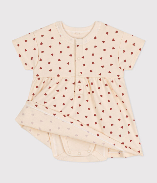 Vestido de felpa ligera con body para beb&eacute; crudo/marron