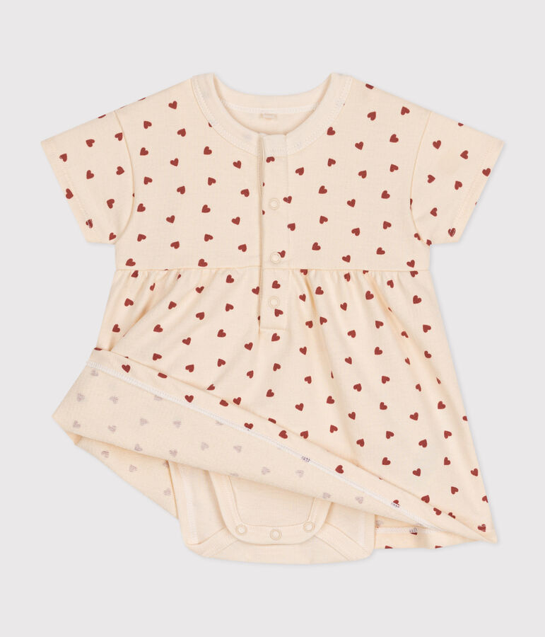 Vestido de felpa ligera con body para beb&eacute; crudo/marron