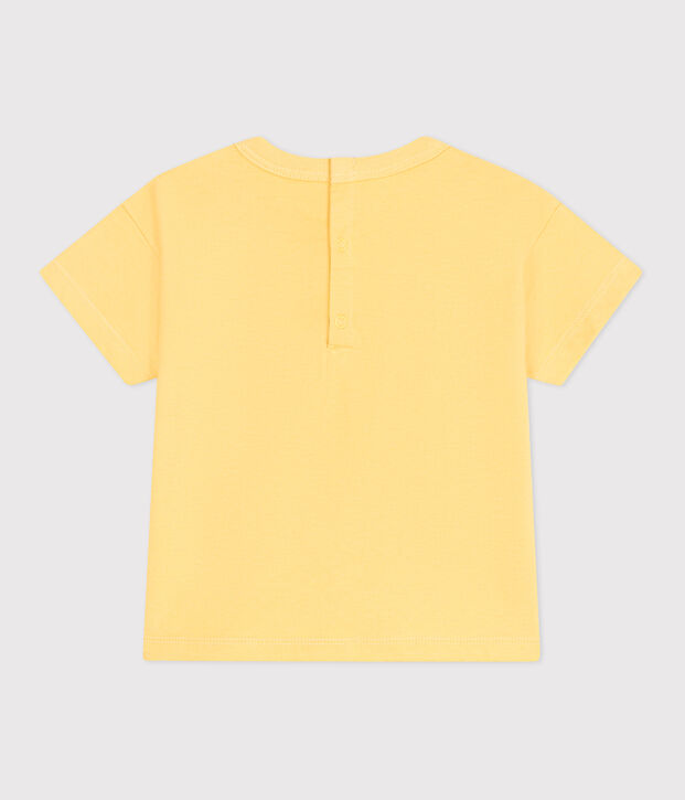Camiseta lisa de manga corta de algod&oacute;n para beb&eacute; amarillo
