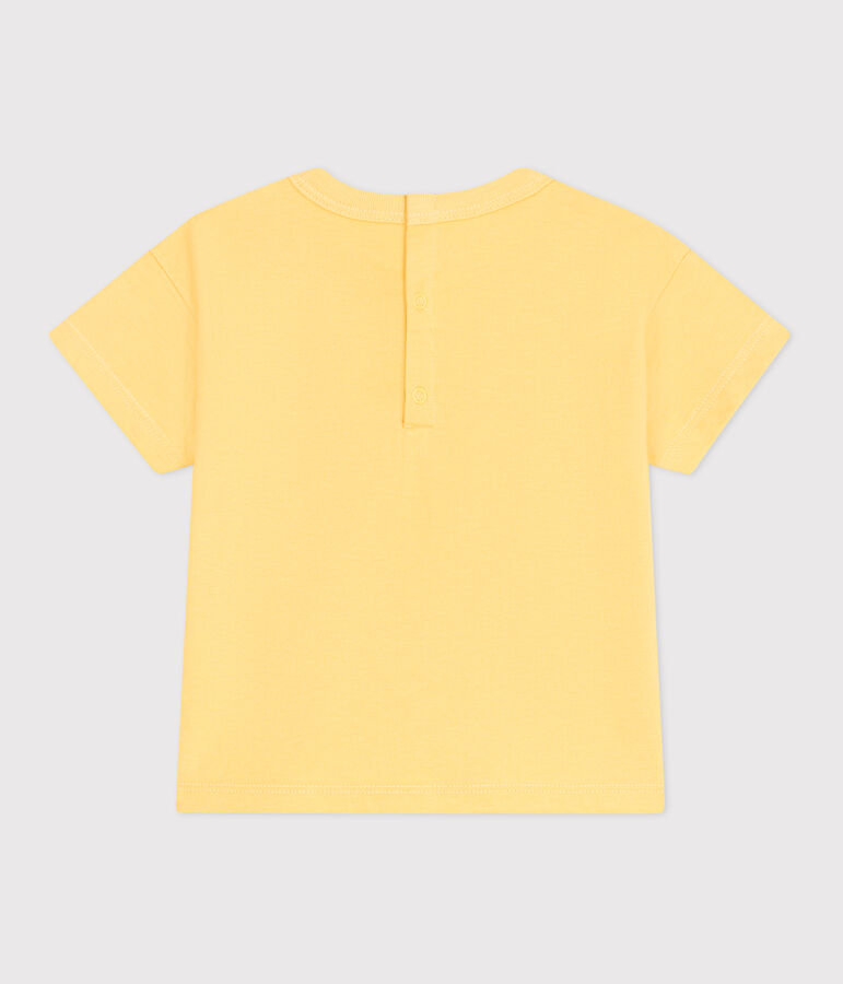 Camiseta lisa de manga corta de algod&oacute;n para beb&eacute; amarillo