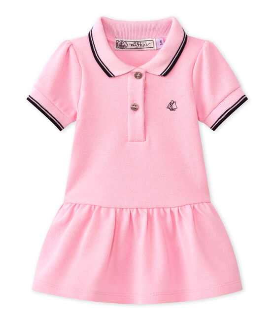 Vestido para niña de manga corta rosa BABYLONE