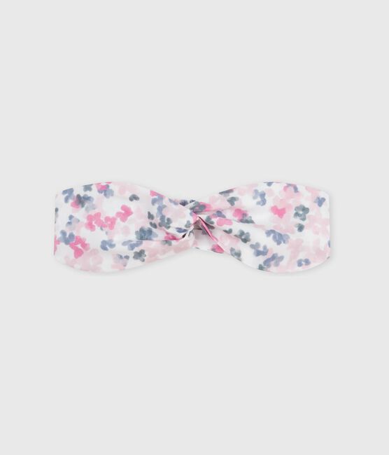 Diadema de popelina con estampado de flores para bebé rosa CHARME/blanco MULTICO