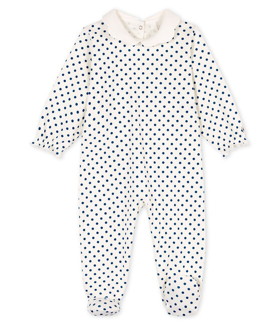 Pijama de punto para bebé niña blanco MARSHMALLOW/azul CONTES