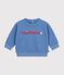 Sudadera lisa de algod&oacute;n con bordado para beb&eacute; azul