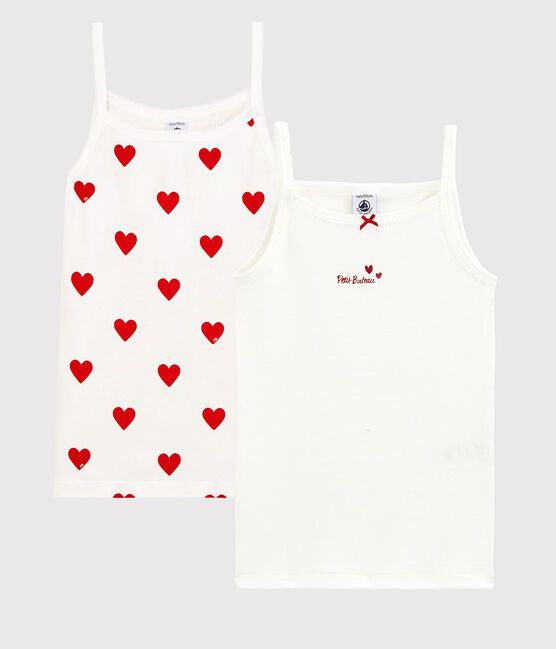 Lote de 2 camisetas de tirantes con corazones de algodón de niña variante 1