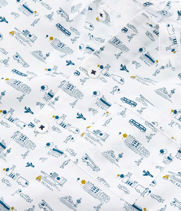 Pijama de tela para ni&ntilde;o blanco/azul