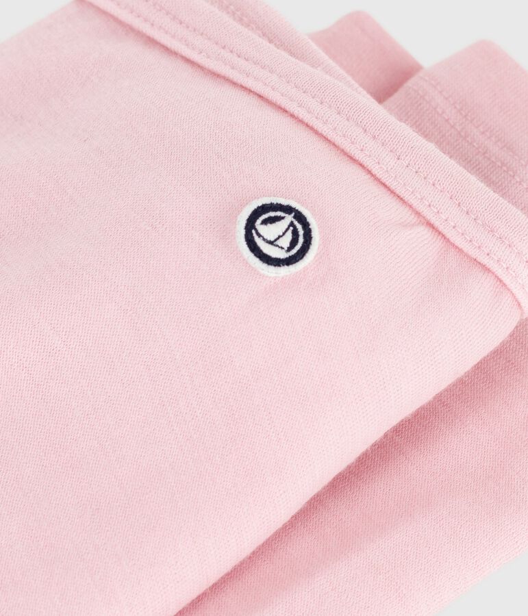 Leggings infantiles lisos de lana y algod&oacute;n rosa