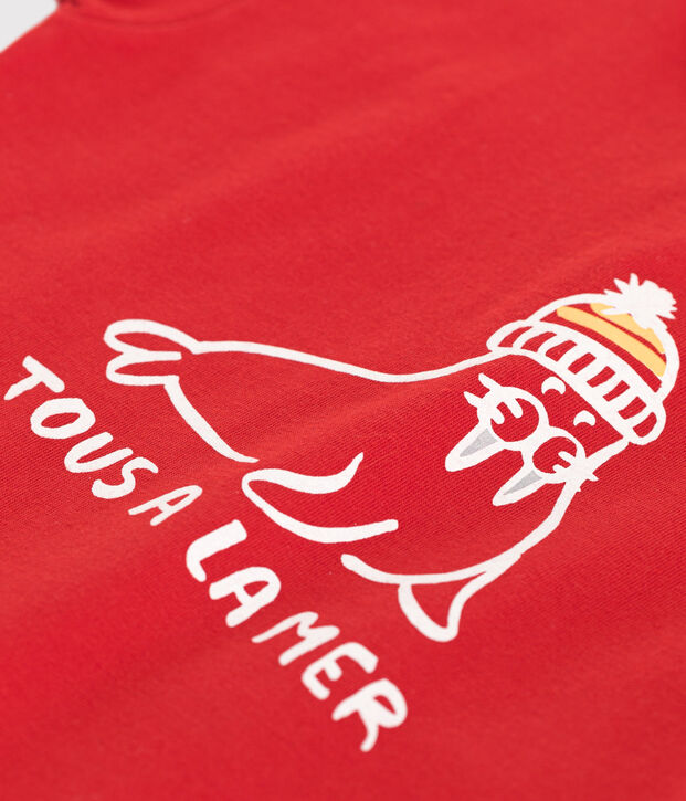 Camiseta lisa de manga corta de algod&oacute;n para beb&eacute; rojo