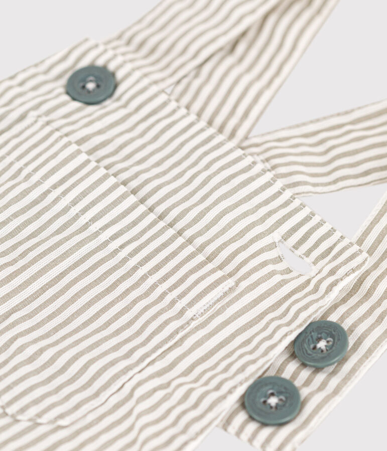 Peto corto de tejido milrayas para beb&eacute; verde/blanco