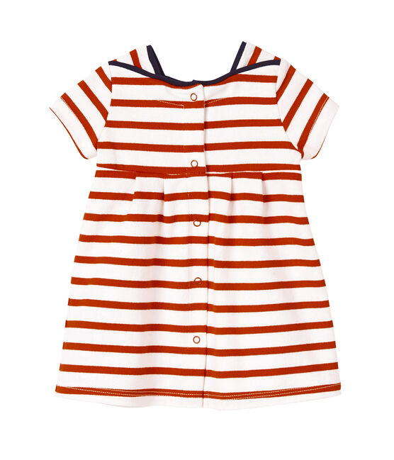 Robe bébé fille en jersey lourd rayé blanco LAIT/rojo PEPS