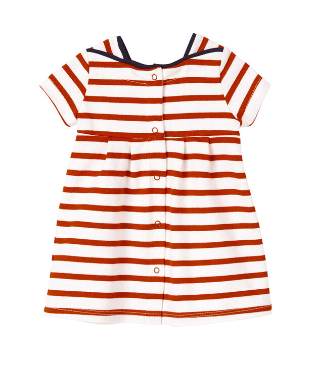 Robe b&eacute;b&eacute; fille en jersey lourd ray&eacute; blanco/rojo