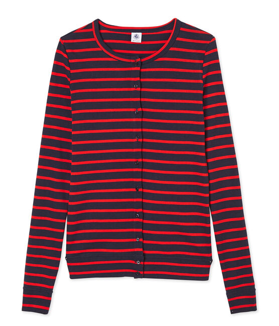 Emblemático cárdigan de rayas para mujer azul SMOKING/rojo PEPS