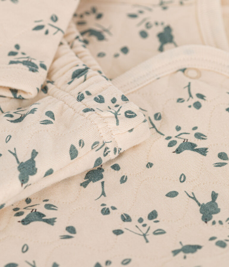 Conjunto de dos piezas para beb&eacute; de t&uacute;bico acolchado crudo/verde