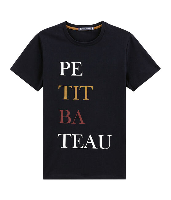 Camiseta de manga corta con serigrafía de texto azul SMOKING