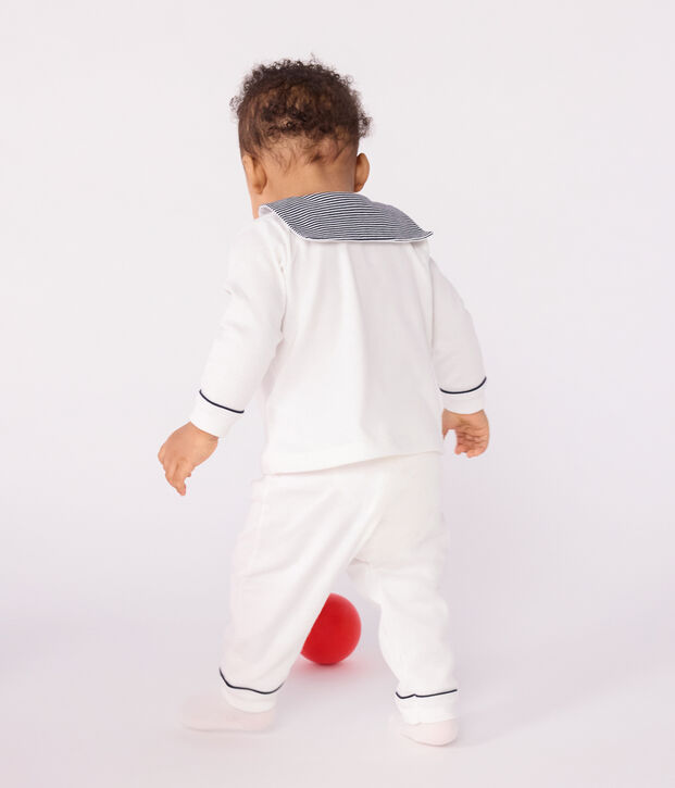 Pijama de 2 piezas con cuello marinero para beb&eacute; blanco