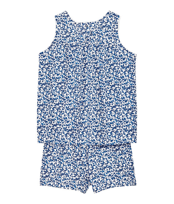 Pijama corto en jersey ligero estampado para niña blanco ECUME/blanco MULTICO
