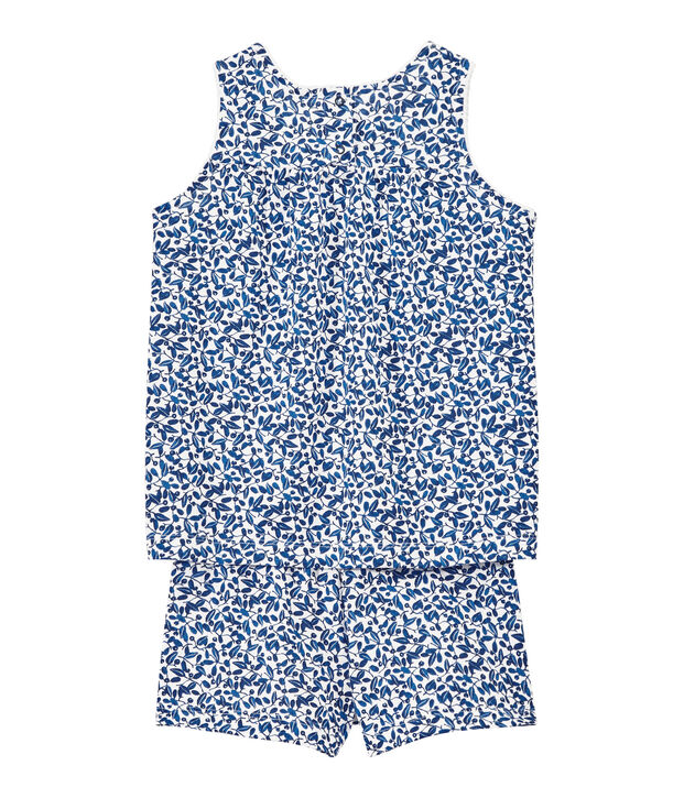 Pijama corto en jersey ligero estampado para ni&ntilde;a blanco/multicolor