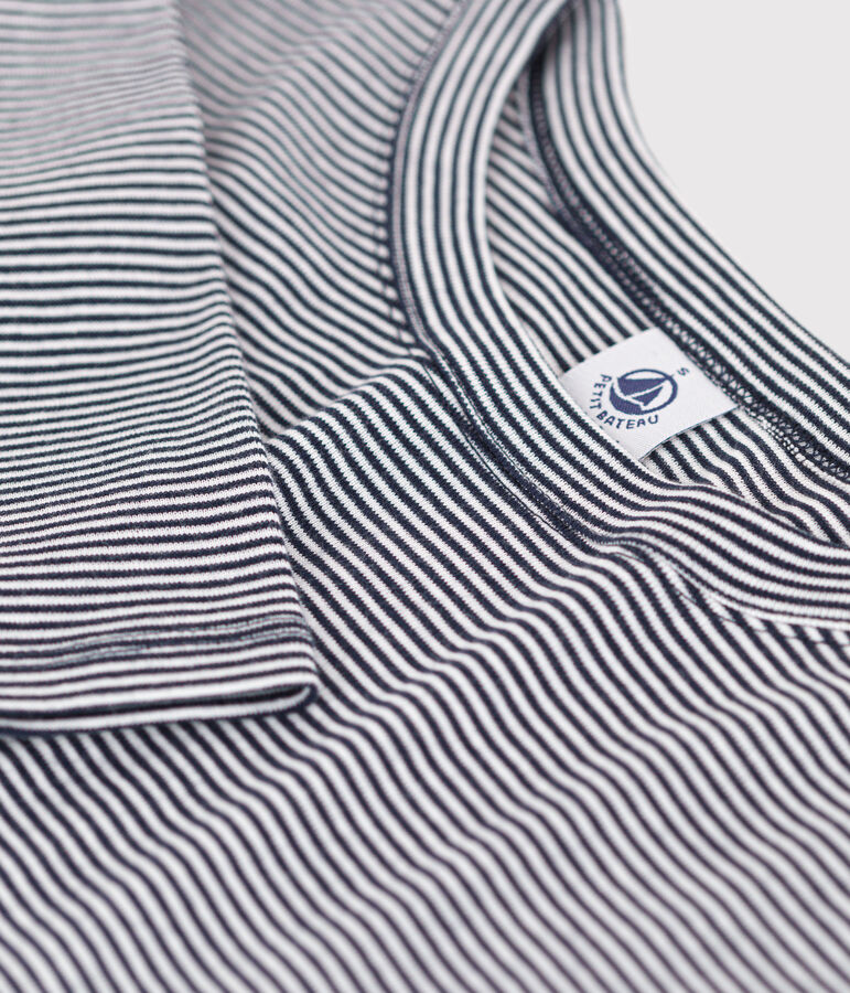 Camiseta L'ICONIQUE con cuello redondo de algod&oacute;n org&aacute;nico de mujer azul SMOKING/blanco MARSHMALLOW