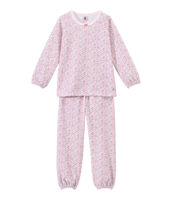 Pijama de terciopelo estampado para niña blanco ECUME/blanco MULTICO