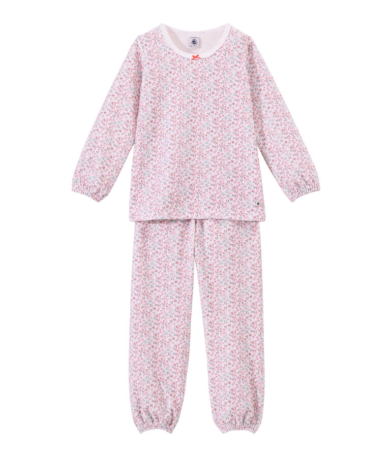 Pijama de terciopelo estampado para ni&ntilde;a blanco/multicolor