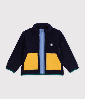 Chaqueta infantil lisa colorblock de borreguito