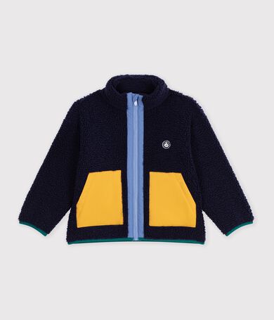 Chaqueta infantil lisa colorblock de borreguito