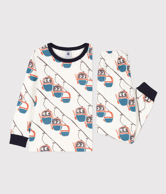 Pijama de felpa telecabina para niño/niña blanco MARSHMALLOW/blanco MULTICO