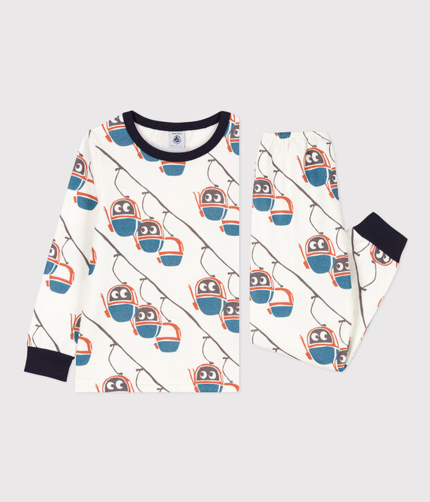Pijama de felpa telecabina para ni&ntilde;o/ni&ntilde;a blanco/multicolor