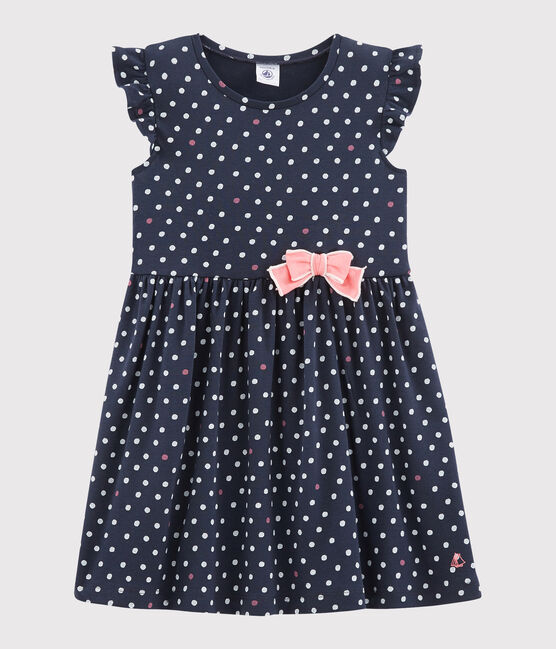 Vestido de niña azul SMOKING/blanco MULTICO