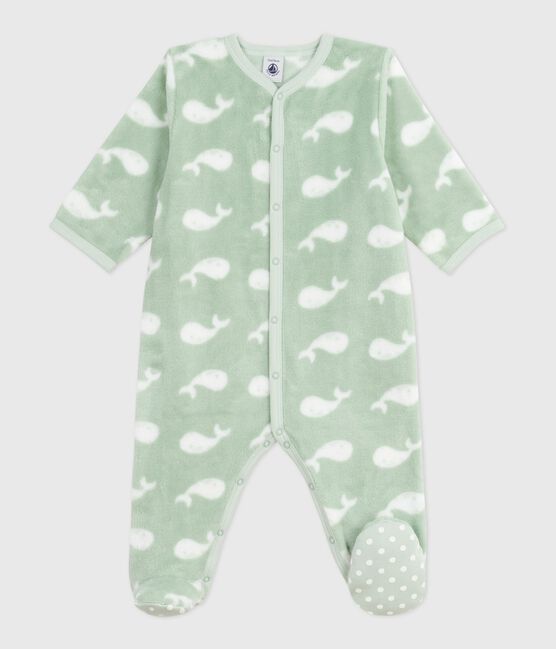 Sobrepijama polar de invierno con estampado de ballenas para bebé SAULE/ MARSHMALLOW