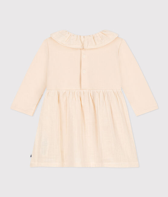 Vestido de dos materiales de manga larga de bebé crudo AVALANCHE