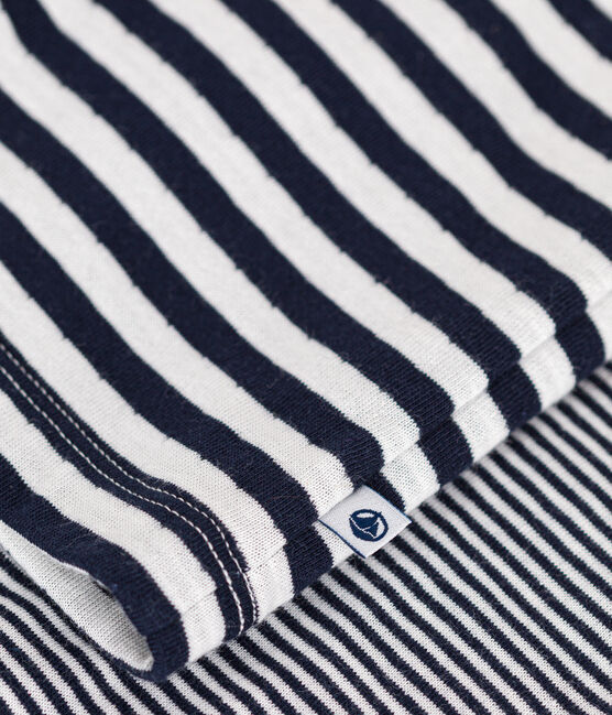 Pijama infantil de algodón a rayas azul SMOKING/blanco MARSHMALLOW