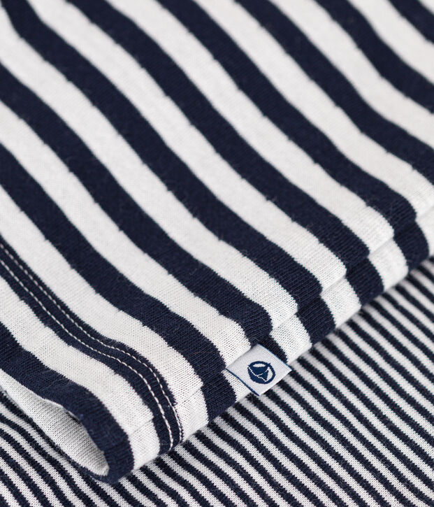Pijama infantil de algod&oacute;n a rayas azul/blanco