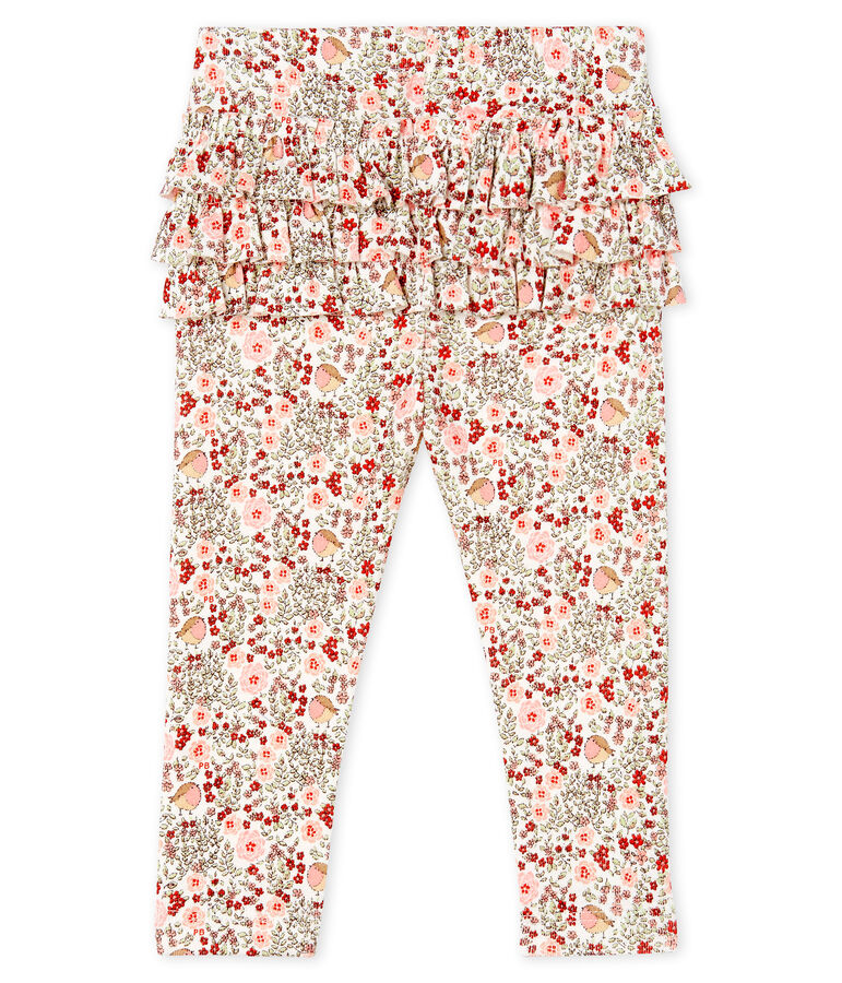 Leggings estampados con volantes para beb&eacute; ni&ntilde;a blanco MARSHMALLOW/ MULTICO CN