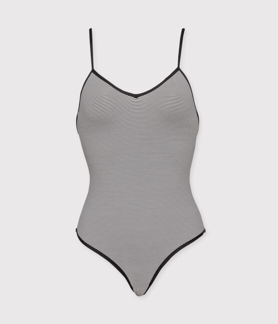 Traje de baño 1 pieza para mujer azul ABYSSE/blanco LAIT