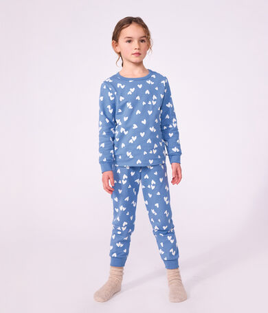 Pijama infantil de mulet&oacute;n con corazones