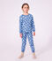 Pijama infantil de mulet&oacute;n con corazones azul/blanco