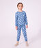 Pijama infantil de mulet&oacute;n con corazones azul/blanco