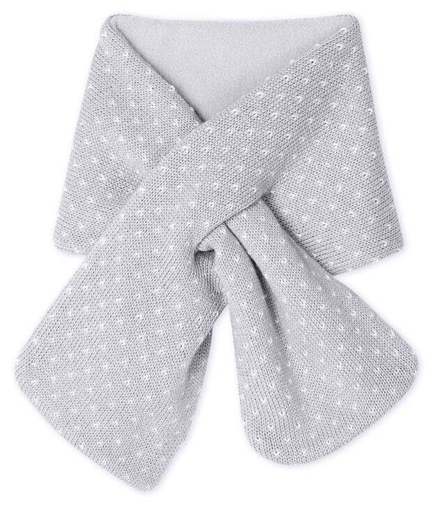Bufanda para beb&eacute; unisex con forro polar gris/blanco
